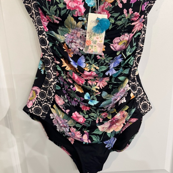 Johnny Was Ruched One Piece Floral Swimsuit - Picture 5 of 11